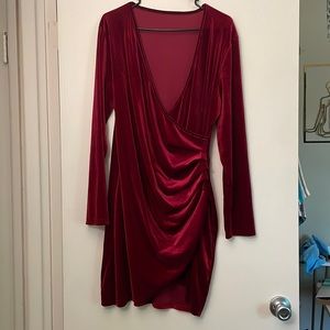 Red velvet mini dress